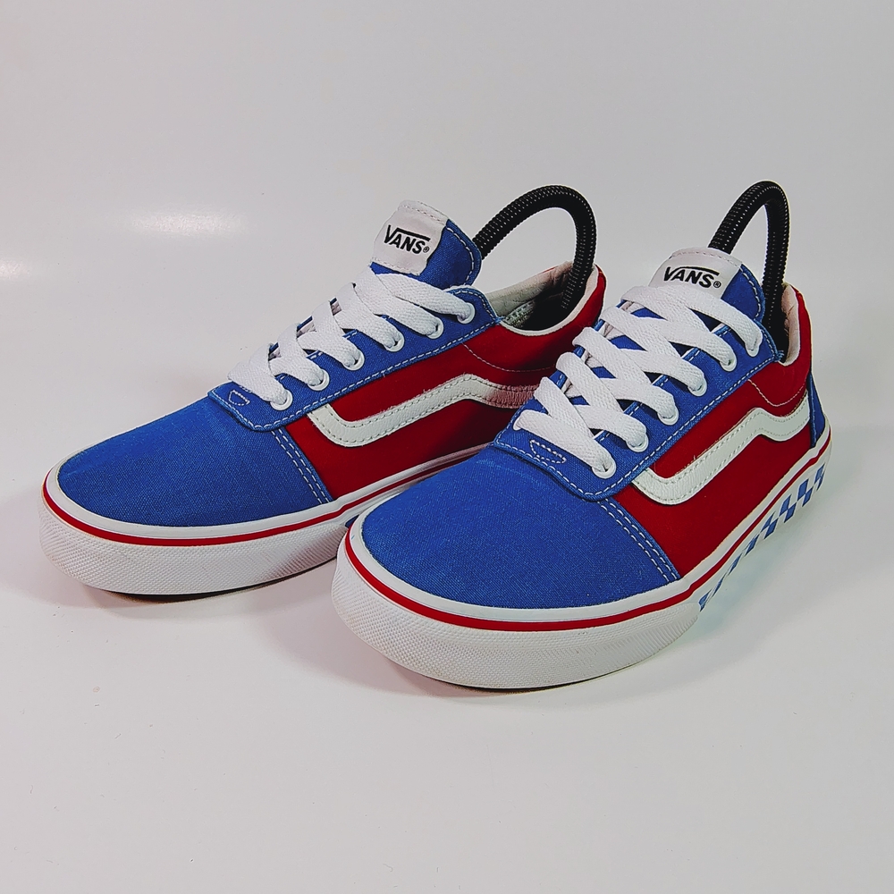 Vans Red and Blue Chekerboard Lace-up Sneakers - Picture 2 of 9